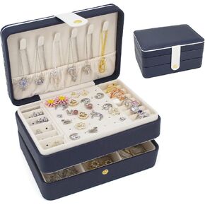 Jewelry Box for Women, 3-Layer Jewelry Organizer, Jewelry Storage Case PU Leather for Earrings, Bracelets, Ring, Necklaces-Green in Saudi Arabia