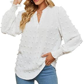 بلوزة vanberfia بأكمام مكشكشة ورقبة على شكل حرف V قمصان واسعة أنيقة صيفية غير رسمية للنساء in Kuwait