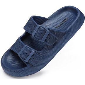 OZLOOK Pillow Slippers for Women Men - Cloud Slides Double Buckle Adjustable - EVA Ultra Cushion Sandals