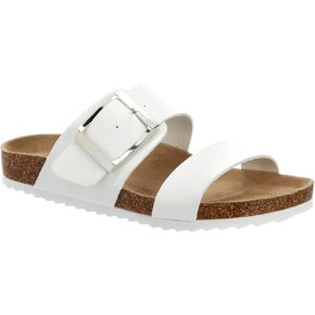 Women's Faux Leather Slip-On Two Strap Cork Bed Sandal