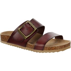 Women's Faux Leather Slip-On Two Strap Cork Bed Sandal