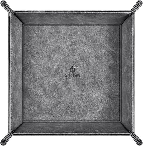 SITHON Valet Tray Desktop Storage Organizer – Premium PU Leather Catchall Tray Bedside Vanity Tray Nightstand Caddy Holder for Remote Controller, Keys, Phone, Wallet, Coin, Jewelry, Black in Kuwait