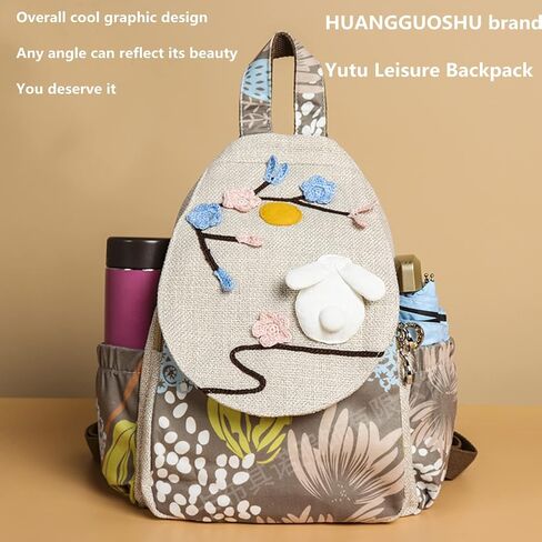 Women's Small Retro Bohemian Washed Canvas Backpack with 3D Decoration for Daily Commuting in Saudi Arabia