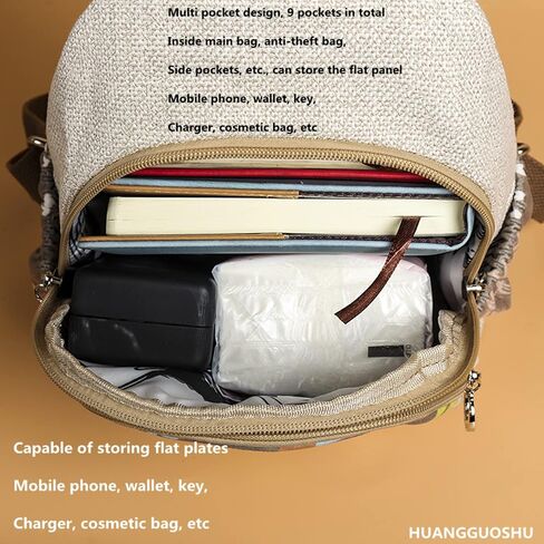 Women's Small Retro Bohemian Washed Canvas Backpack with 3D Decoration for Daily Commuting in Saudi Arabia