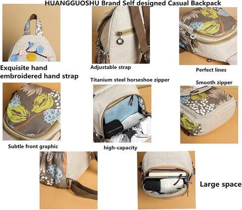 Women's Small Retro Bohemian Washed Canvas Backpack with 3D Decoration for Daily Commuting in Saudi Arabia
