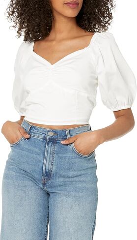 The Drop Women's Annie Sweetheart Neckline Puff-Sleeve Smocked Back Top in Saudi Arabia