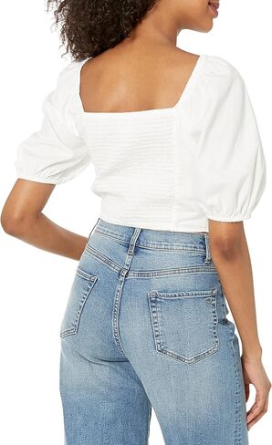 The Drop Women's Annie Sweetheart Neckline Puff-Sleeve Smocked Back Top in Saudi Arabia