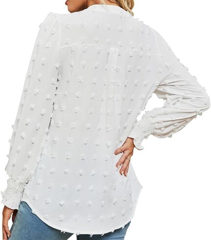 vanberfia V Neck Ruffle Sleeve Blouse Flowy Shirts Dressy Summer Casual Women Tops in Kuwait