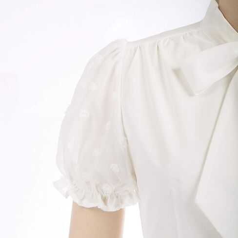 Belle Poque Summer Short Sleeve Office Button Down Blouse Stripe Shirt Tops with Bow Tie BP573 in Saudi Arabia