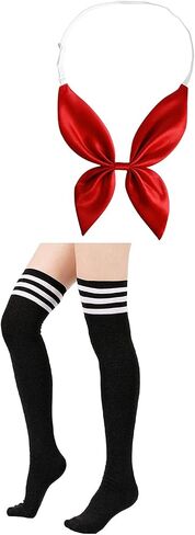Elibelle Japanese Anime Schoolgirl Classic Sailor JK Harajuku Crop Top Tie up Pleated Skirt Uniform Seifuku Socks Bow set in Kuwait