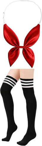 Elibelle Japanese Anime Schoolgirl Classic Sailor JK Harajuku Crop Top Tie up Pleated Skirt Uniform Seifuku Socks Bow set in Kuwait
