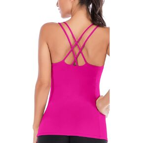 RUNNING GIRL Sports Bra for Women, Criss-Cross Back Padded Strappy Sports Bras Medium Support Yoga Bra with Removable Cups