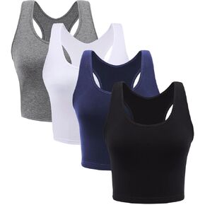 4 قطع المرأة تجريب المحاصيل الأعلى تانك - بسط أكمام بروتيل تنفس Racerback رياضية اليوغا قمم للمرأة in Kuwait