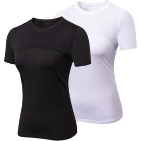 Women Workout Shirt Dry Fit Short Sleeve Sport Compression Tops Moisture Wicking Athletic T-Shirts