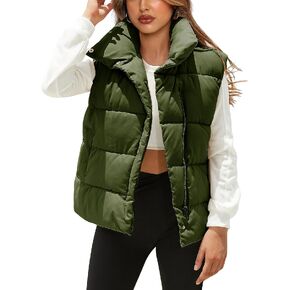 Athlisan Puffer Vest Women Zip Up Stand Collar Sleeveless Padded Gilet Jacket