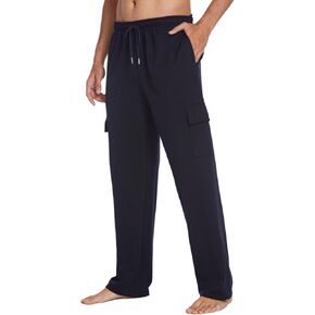 Deyeek Mens Cargo Sweatpants Open Bottom Straight Leg Cargo Sweat Pants for Mens Baggy Lounge Jogger Sweatpants with Pockets in Saudi Arabia