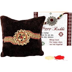 TIED RIBBONS Rakhi for Brother with Gift Set | Designer Rakhi for Bhaiya | Greeting Card | Roli Chawal Tika - Raksha bandhan Rakhi Bracelet for Brother | Bro Rakhi Thread | Rakhi for Bhaiya in Saudi Arabia