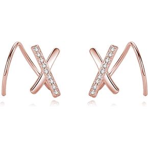 Reffeer 925 Sterling Silver Letter X Wrap Cuff Earrings CZ Crawler Earrings For Women Teen in Kuwait