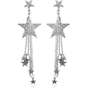 Star Dangle Earrings for Women Lasel Star Sequin Earrings for Girls Dazzling Star Tassel Earrings Pearl Stud Earrings for Summer Concert Earrings in Saudi Arabia