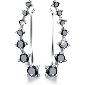Esberry 925 Sterling Silver CZ Simulated Diamond Ear Crawler Cuff Earrings Climber Jackets Cubic Zirconia Hypoallergenic Earrings Gift for Women and Girls in Saudi Arabia