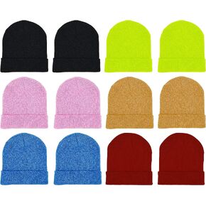 12 Pack Winter Beanie Hats for Men Women, Warm Cozy Knitted Cuffed Skull Cap, Wholesale