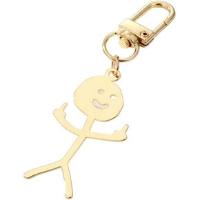 Fuqimanman2020 Stainless Steel Funny Doodle Keychain Middle Finger Pendant Keyring Friendship Jewelry Gift for Women Men in Saudi Arabia