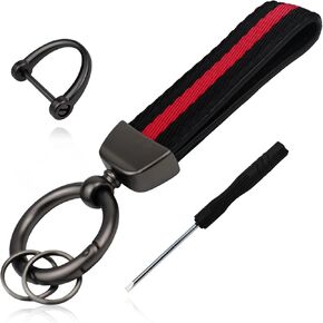 BINQIGOO knitwear texture Genuine Leather Car Keychain,Universal Key Fob Keychain Leather Key Chain Holder for Men and Women in Kuwait