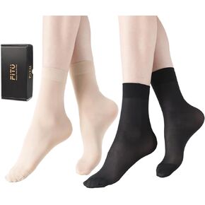 Women's 10-24 Pairs (in Gift Box) Ankle High Sheer Nylon Socks Soft Tight Hosiery with Reinforced Toe