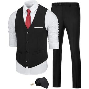 Fesenbo Men's Suit Slim Fit 2 Pieces Suits Set Grooms Tuxedos Business Wedding Prom Party Suit Vest and Pants