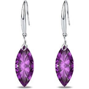 Women Earring 925 Sterling Silver 5A 8mm x 16mm Mariquesa Shape Cubic Zirconia Dangle Earring, Silver Jewelry Gift for Wife Girl