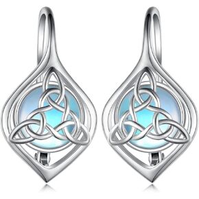Daixiya Celtic Earrings For Women 925 Sterling Silver Irish Moonstone Celtic Knot Earrings Ireland Jewelry Gifts for Women Girls Teens in Kuwait
