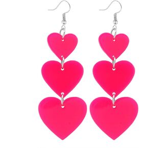 Pink Heart Drop Earrings for Women Red Acrylic Heart Dangle Earrings Cute Love Dangling Heart Earrings for Girls Heart Shaped Statement Earrings Valentine’s Day Gifts in Saudi Arabia