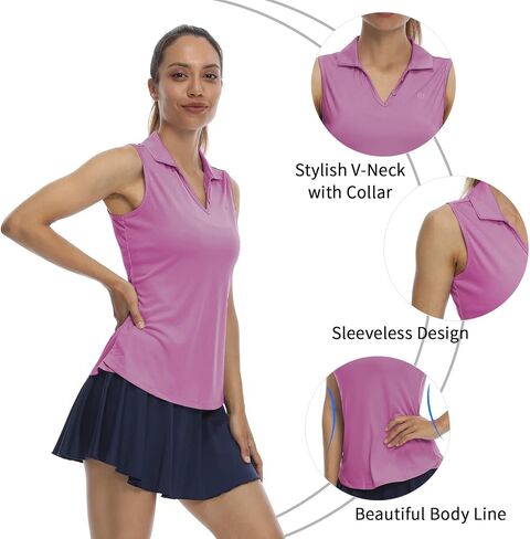 LastFor1 Women's Sleeveless Polo Golf Shirts Quick Dry 50+ UV Protection V-Neck with Collar Lightweight Tennis Tank Tops in Saudi Arabia