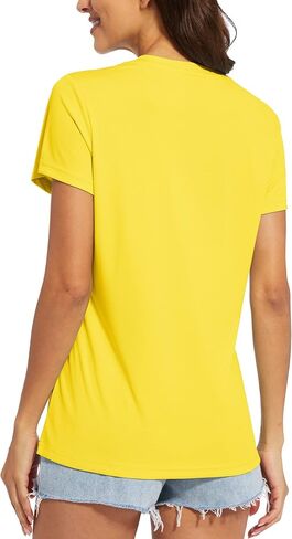 MAGCOMSEN Women's T Shirts V-Neck Short Sleeve UPF 50+ Sun Protection Performance Quick Dry Workout Athletic Shirts Tee Tops in Kuwait