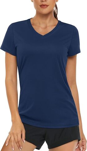 MAGCOMSEN Women's T Shirts V-Neck Short Sleeve UPF 50+ Sun Protection Performance Quick Dry Workout Athletic Shirts Tee Tops in Kuwait