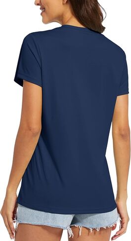 MAGCOMSEN Women's T Shirts V-Neck Short Sleeve UPF 50+ Sun Protection Performance Quick Dry Workout Athletic Shirts Tee Tops in Kuwait