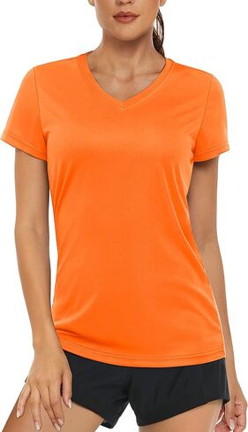 MAGCOMSEN Women's T Shirts V-Neck Short Sleeve UPF 50+ Sun Protection Performance Quick Dry Workout Athletic Shirts Tee Tops in Kuwait