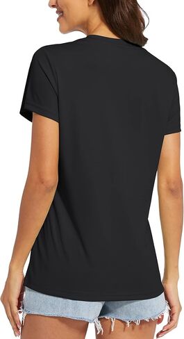 MAGCOMSEN Women's T Shirts V-Neck Short Sleeve UPF 50+ Sun Protection Performance Quick Dry Workout Athletic Shirts Tee Tops in Kuwait