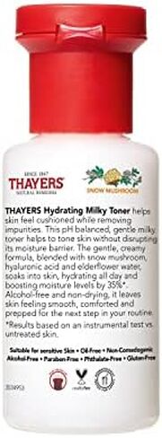 تونر حليبي للوجه من ثايرز مع فطر الثلج وحمض الهيالورونيك، تونر طبيعي لطيف للوجه، تم اختباره من قبل أطباء الجلدية، للبشرة الجافة والحساسة، 12 أونصة in Kuwait