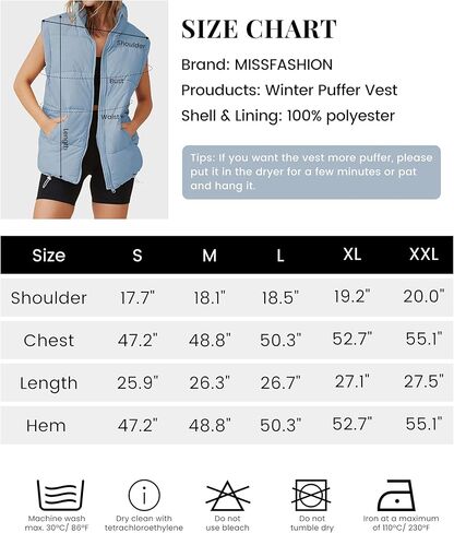 MISSFASHION سترة منتفخة بدون أكمام للنساء مبطنة بسحاب مبطن سترة معطف أسود ملابس خارجية in Kuwait