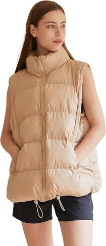 MISSFASHION سترة منتفخة بدون أكمام للنساء مبطنة بسحاب مبطن سترة معطف أسود ملابس خارجية in Kuwait