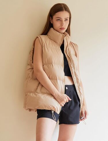 MISSFASHION سترة منتفخة بدون أكمام للنساء مبطنة بسحاب مبطن سترة معطف أسود ملابس خارجية in Kuwait