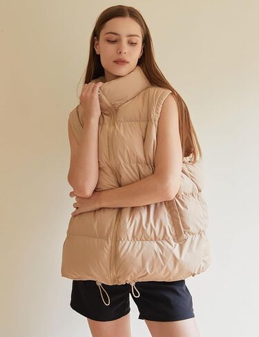 MISSFASHION سترة منتفخة بدون أكمام للنساء مبطنة بسحاب مبطن سترة معطف أسود ملابس خارجية in Kuwait