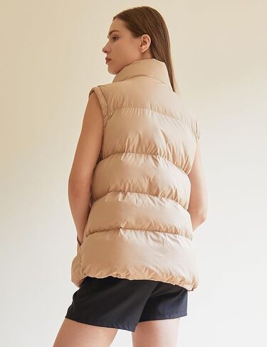 MISSFASHION سترة منتفخة بدون أكمام للنساء مبطنة بسحاب مبطن سترة معطف أسود ملابس خارجية in Kuwait