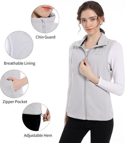 alblanc Womens Fleece Vest,Midweight Warm Sleeveless Polar Soft Fleece Vest,Fleece Vest for Women Zip up in Saudi Arabia