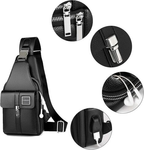 حقيبة جلدية للرجال من Leathario حقيبة صدر وحقيبة كتف وحقيبة كروس كاجوال متعددة الأغراض in Kuwait