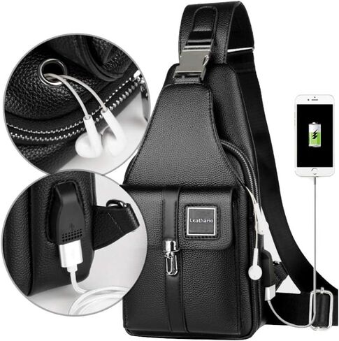 حقيبة جلدية للرجال من Leathario حقيبة صدر وحقيبة كتف وحقيبة كروس كاجوال متعددة الأغراض in Kuwait