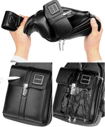 حقيبة جلدية للرجال من Leathario حقيبة صدر وحقيبة كتف وحقيبة كروس كاجوال متعددة الأغراض in Kuwait