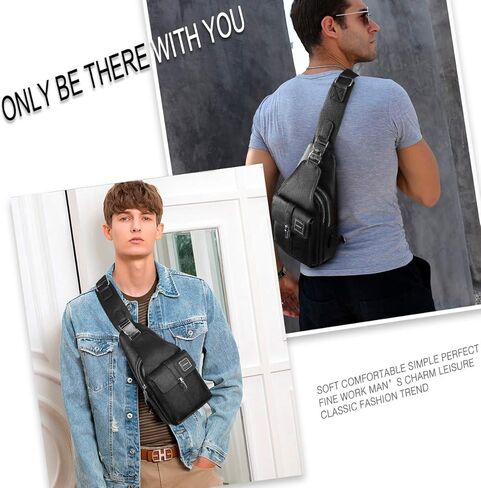 حقيبة جلدية للرجال من Leathario حقيبة صدر وحقيبة كتف وحقيبة كروس كاجوال متعددة الأغراض in Kuwait