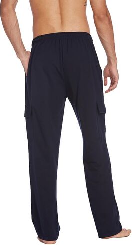 Deyeek Mens Cargo Sweatpants Open Bottom Straight Leg Cargo Sweat Pants for Mens Baggy Lounge Jogger Sweatpants with Pockets in Kuwait